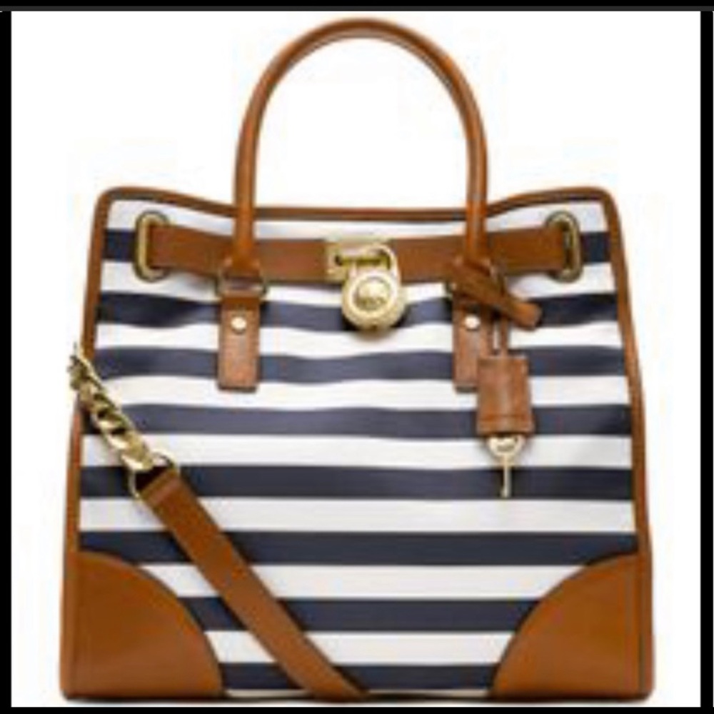 Michael Kors North West Hamilton Navy/White stripe with brand new wallet